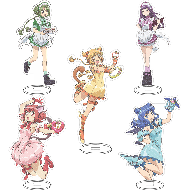 Figma Stand Set - 16cmのアニメ「東京ミュウミュウ」の登場人物、一穂、桃井、ミント、愛沢、レタス、ミドリカワ、プディング、フォンのアクリルスタンドフィギュア。コスプレ用、装飾品、ギフトとして。